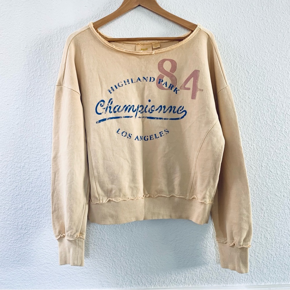 Anthropologie Maeve champion pullover sweatshirt yellow size medium